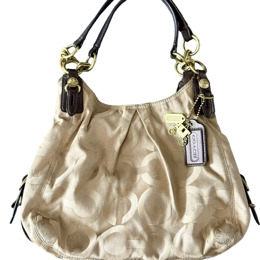 Coach Maggie Optic XL Beige Shoulder Bag - Picture 3 of 14